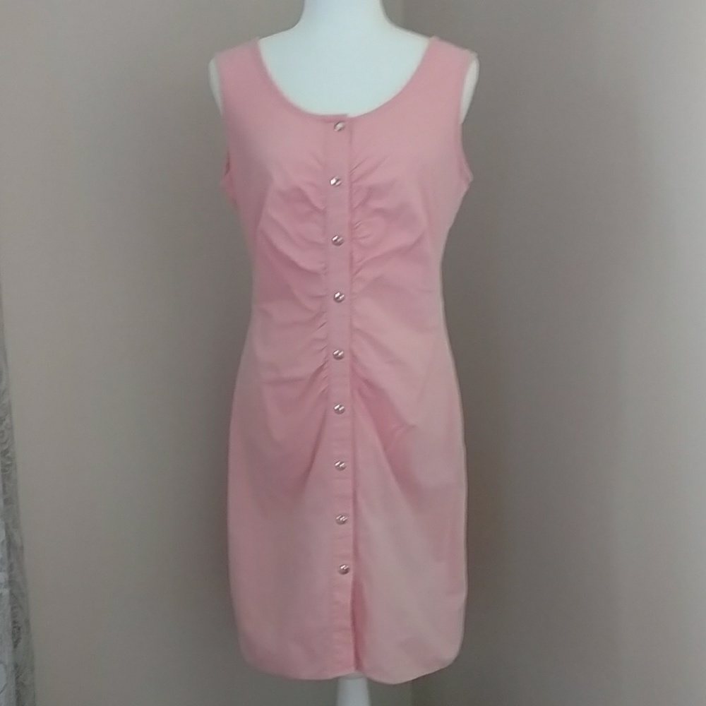 Peach colored snap up dress by You Too Babes